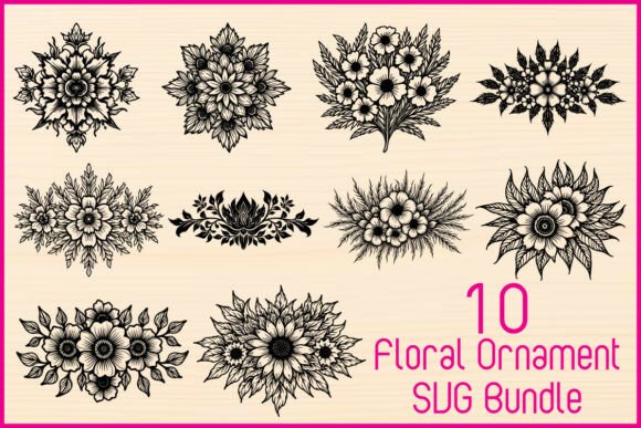 10 Floral Ornament SVG Bundle for Graphics and Illustrations