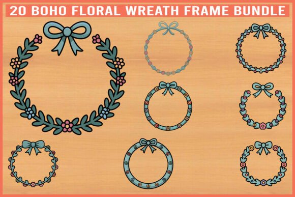 20 Boho Floral Wreath SVG Bundle: Graphics & Illustrations