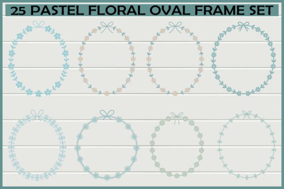 20 Pastel Floral Oval Frame SVG Bundle: Graphics & Illustrations