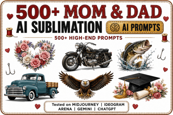 500 Mom Dad Sublimation Prompts PNG for Crafting and Graphics