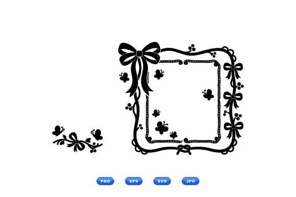 Bow Floral Frame Clipart Set: Elegant Graphics & Illustrations