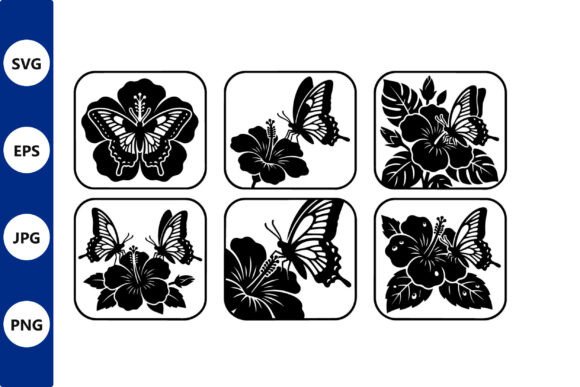 Butterfly Hibiscus Icon Set for Local Business Branding