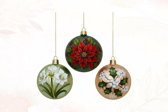 Christmas Baubles with Floral Art: A Festive Graphic for Branding