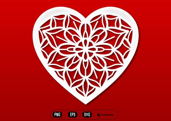Circular Floral Heart Mandala SVG - Elegant Graphics for Handmade Creations