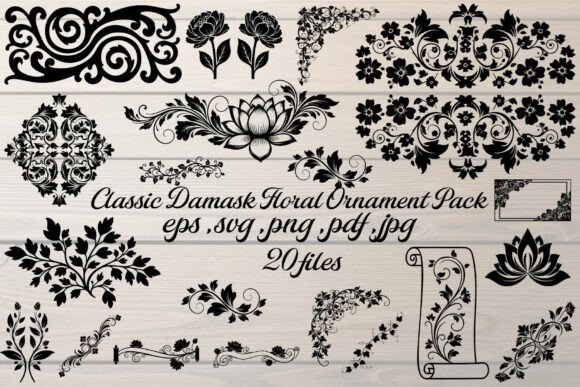 Classic Damask Floral Ornament Graphics