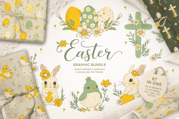 Easter Clipart Pattern Bundle for Spring Graphics