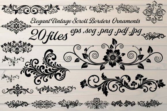 Elegant Vintage Scroll Borders for Branding and Packaging