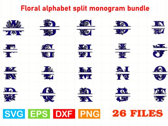 Floral Alphabet Split Monogram Bundle - Graphics for Crafting