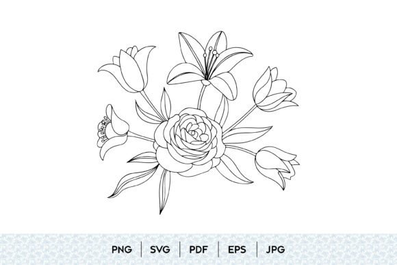 Floral Bouquet Outline Vector Art for Branding and Marketing