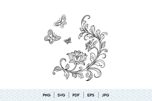 Floral Butterfly Corner SVG for Branding and Graphics
