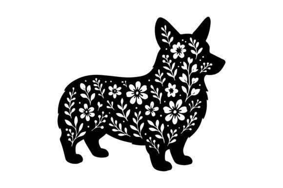 Floral Corgi Vector Clipart Sublimation for Crafting & Graphics