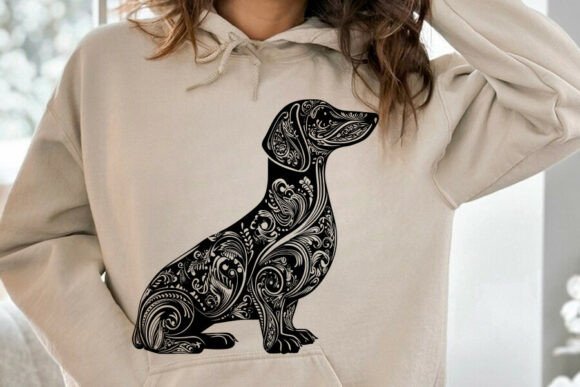 Floral Dog Silhouette Illustration for Crafting