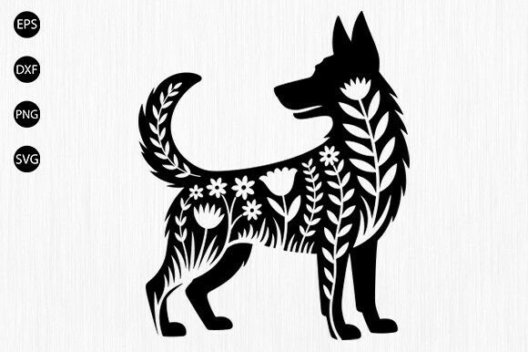 Floral Dog SVG Graphics & Illustrations