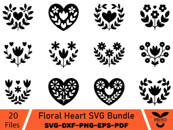 Floral Heart SVG Bundle: Graphics & Illustrations for Local Branding
