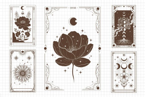 Floral Mystic SVG PNG Tarot Card Bundle for Graphics and Illustrations