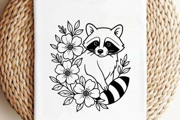 Floral Raccoon Silhouette Vector Clipart for Graphics and Illustrations