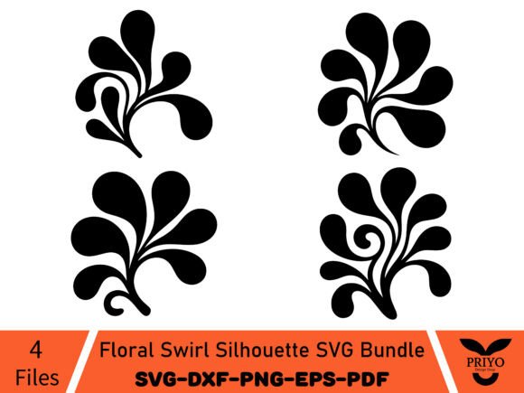 Floral Swirl Silhouette SVG Bundle: Graphics & Illustrations for Sellers
