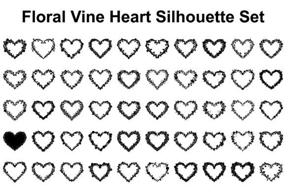 Floral Vine Heart Silhouette Set for Branding and Packaging