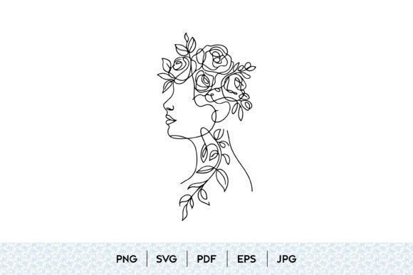 Floral Woman One Line Art SVG for Modern Web Design