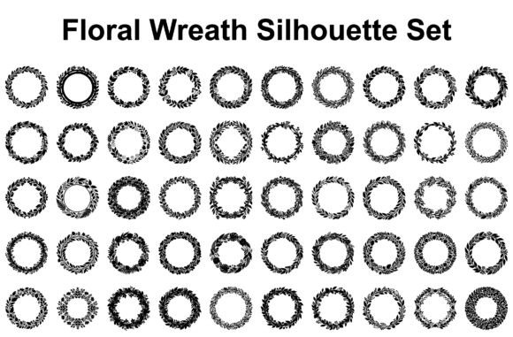 Floral Wreath Silhouette Set for Graphics and Illustrations