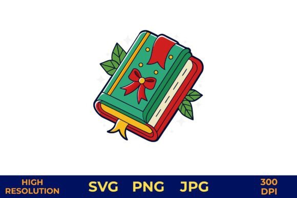 Holiday Book with Floral and Star Illustrations