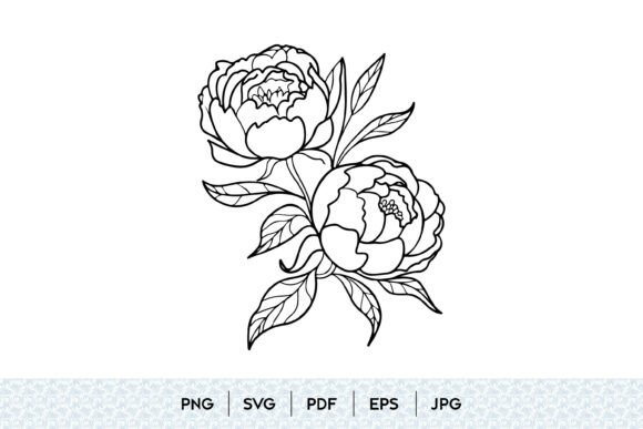 Peony Flower Line Art SVG for Graphic Design Projects
