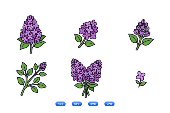 Purple Lilac Floral Clipart Art: Graphics & Illustrations for Spring Branding