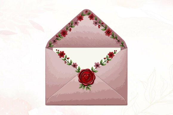 Romantic Envelope with Floral Border Graphics