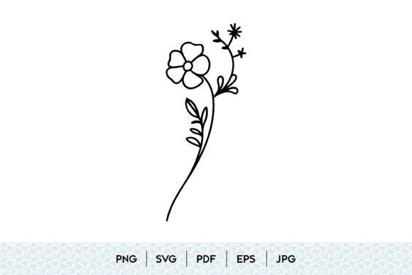 Simple Wildflower Line Art SVG for Local Business Branding