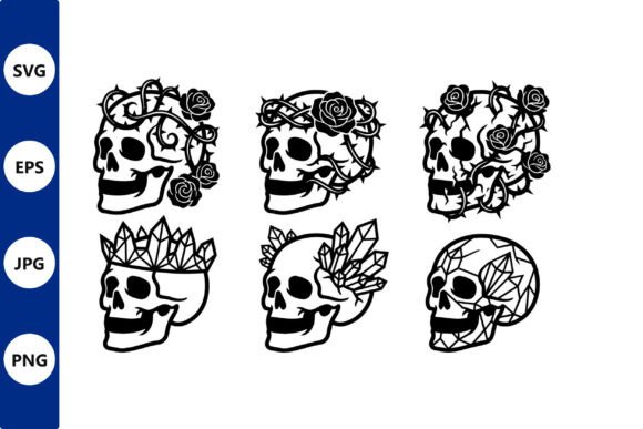 Skull Roses Crystals Line Art Review