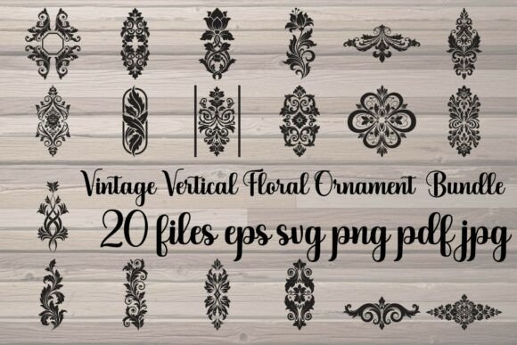 Vintage Vertical Floral Ornament Graphics & Illustrations