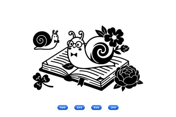 Whimsical Snail Floral Clipart: Graphics & Illustrations